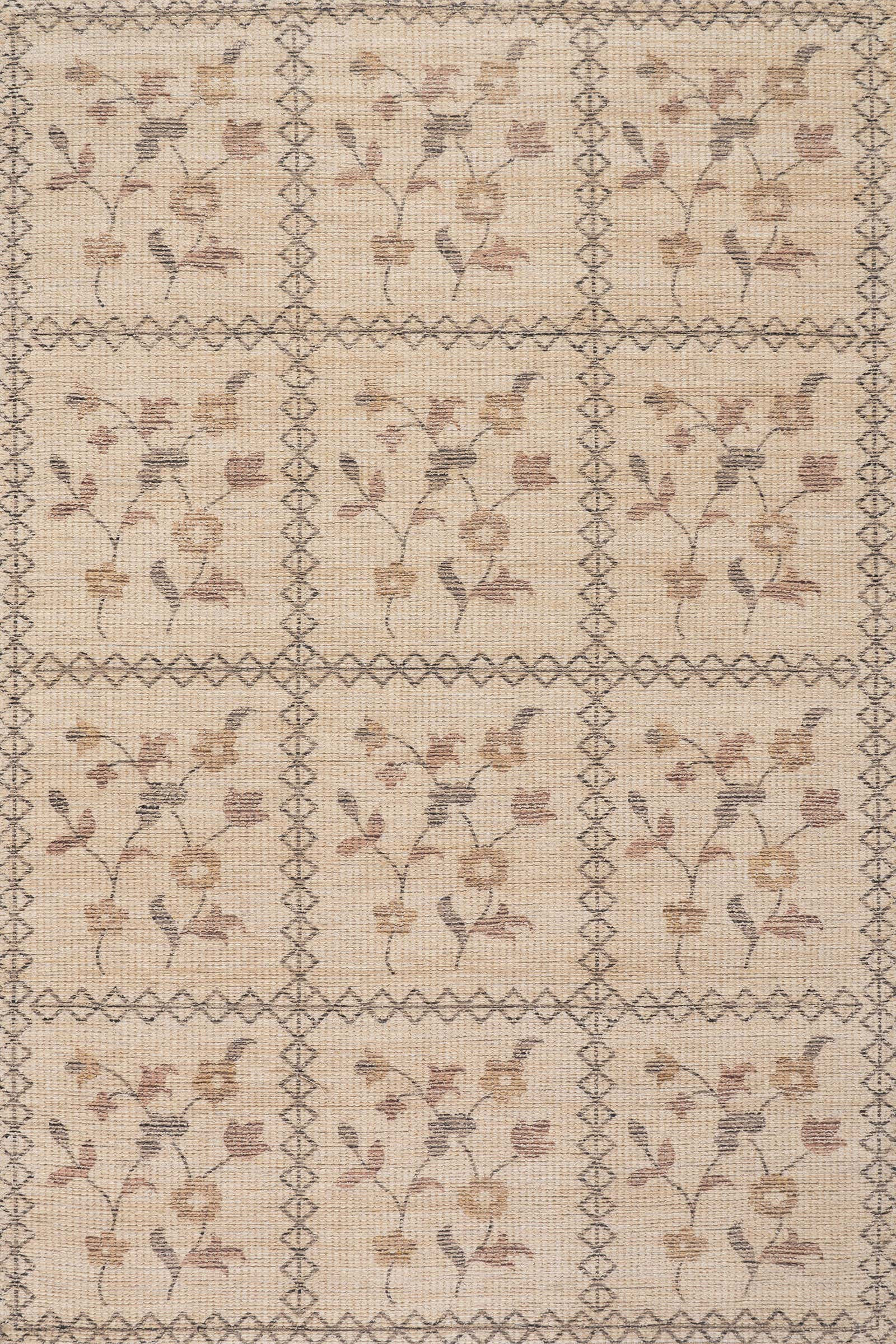 Nyme Floral and Paisley Farmhouse Rug | Sand | Rugs USA