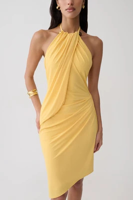 Yuna Draped Hardware Midi Dress - Mango | MESHKI US
