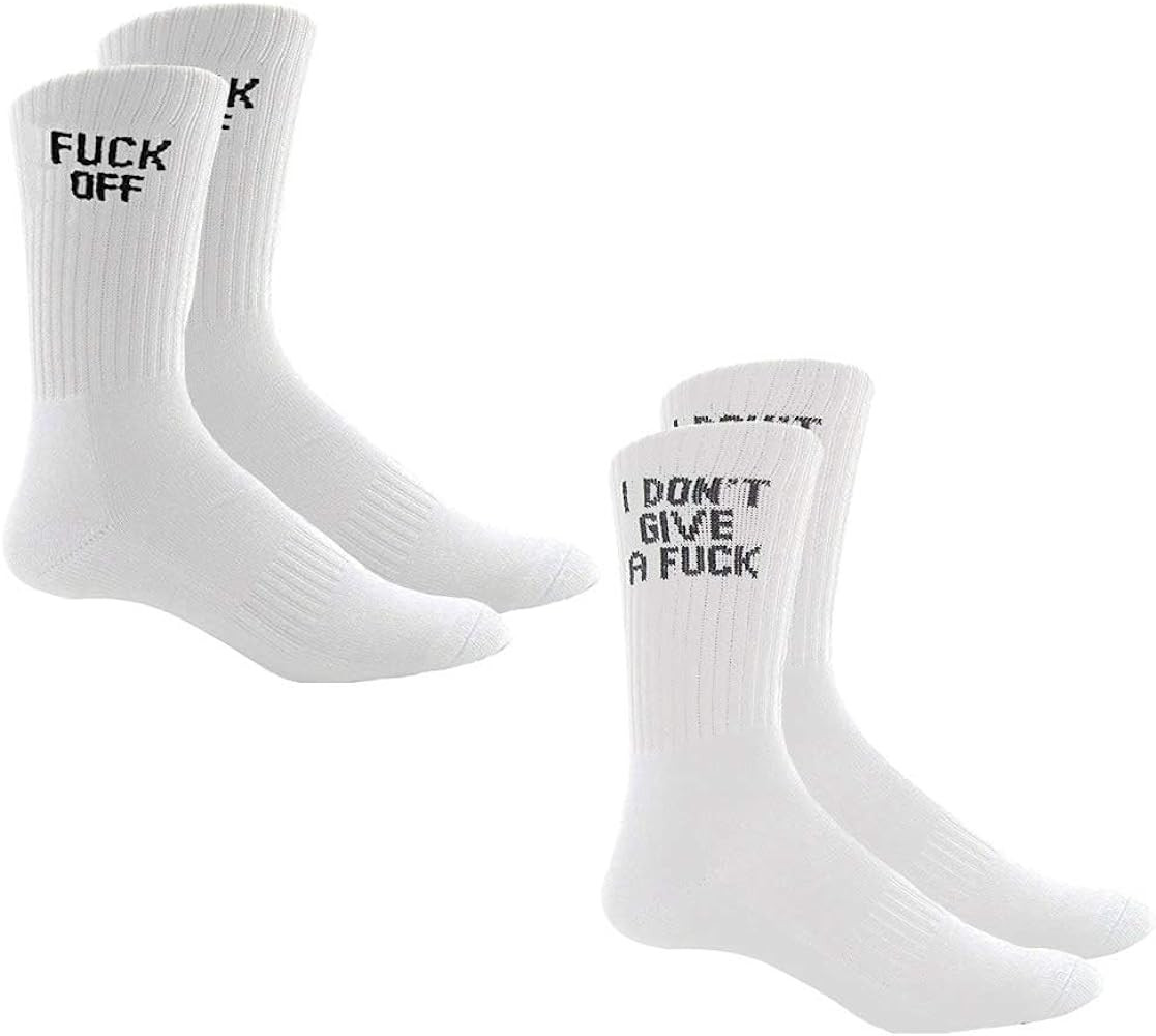Fashion Men Women Casual Sport Socks With English Letters FUCK OFF&I DON'T GIVE A FUCK 2 Pairs | Amazon (US)
