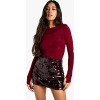 boohoo Women's Premium Sequin Mini Skirt in Berry | Size: 10 | Down | boohoo (US & Canada)