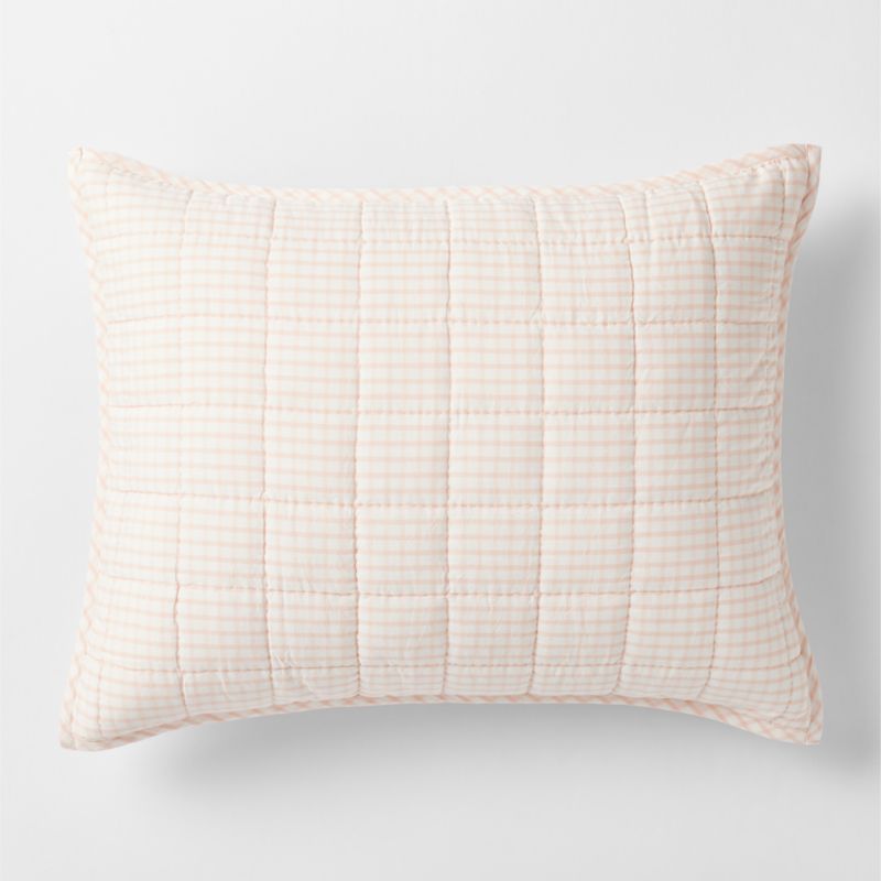 Kids Pink Windowpane Plaid Cotton Pillow Sham + Reviews | Crate & Kids | Crate & Barrel