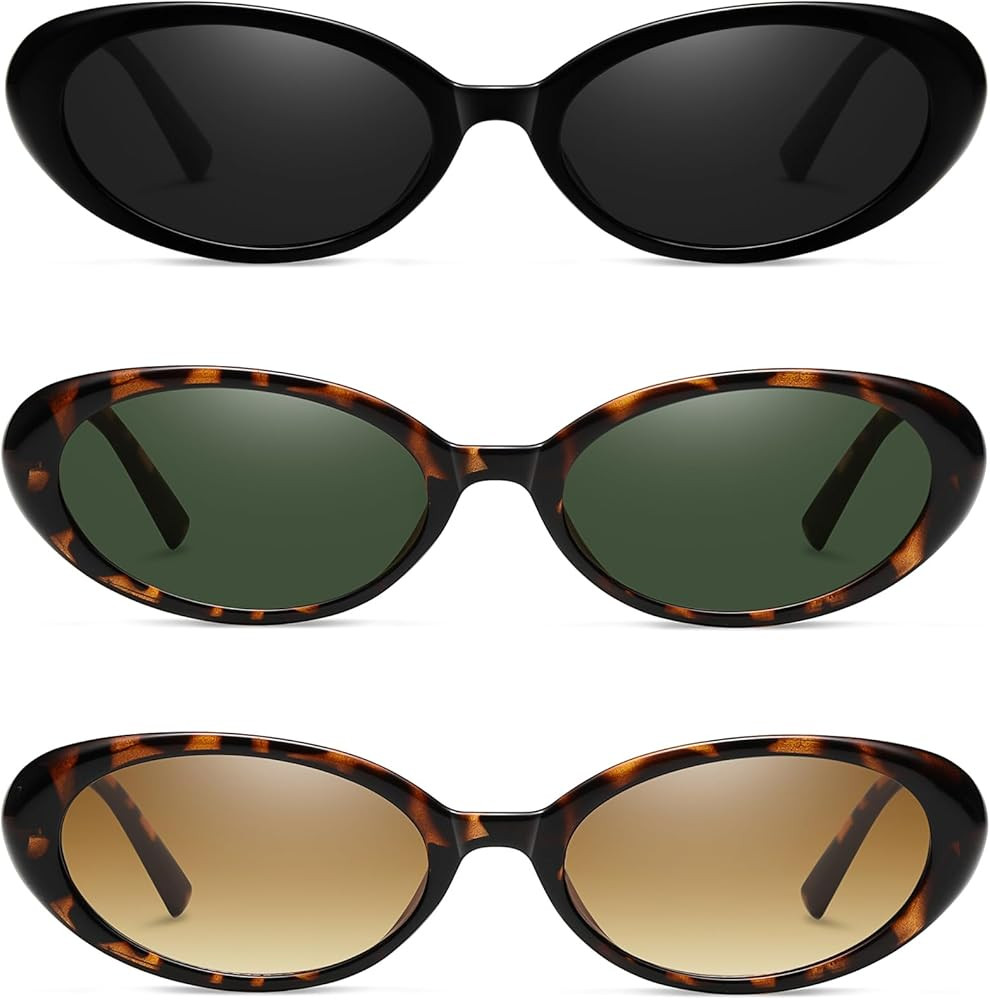 Vintage Oval Sunglasses for Women Fashion Small Frame Retro 90s Sun Glasses UV400 Protection | Amazon (US)