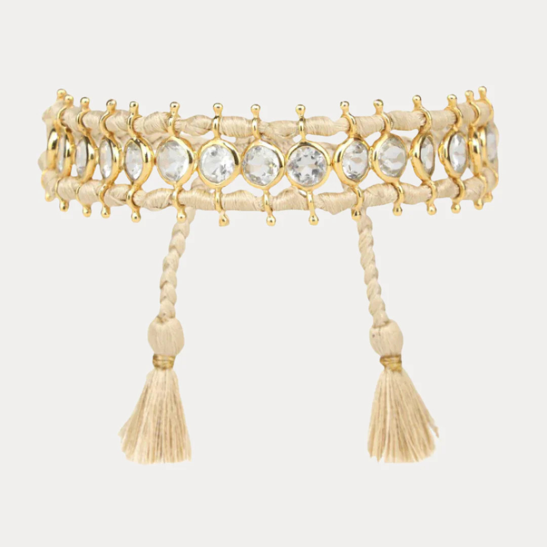 Viv String Bracelet - Ivory/Crystal | BuDhaGirl