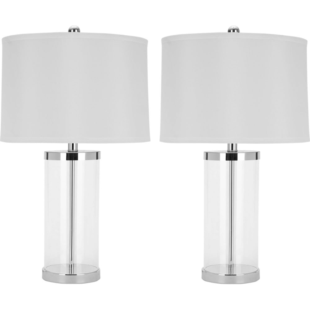 Jeanie Clear and White 25 Inch Glass Cylinder Lamp Set of 2 | 1stopbedrooms