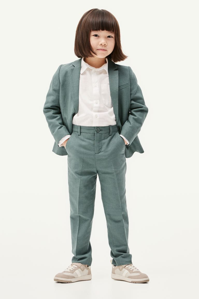 Slim Fit Suit Pants - Dark dusty green - Kids | H&M US | H&M (US + CA)
