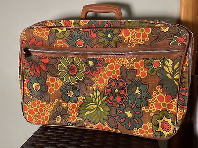 Vintage MCM Flower Power Bonton Suitcase/ Briefcase 20" x 12" x 4" EUC! SEE PICS | eBay US