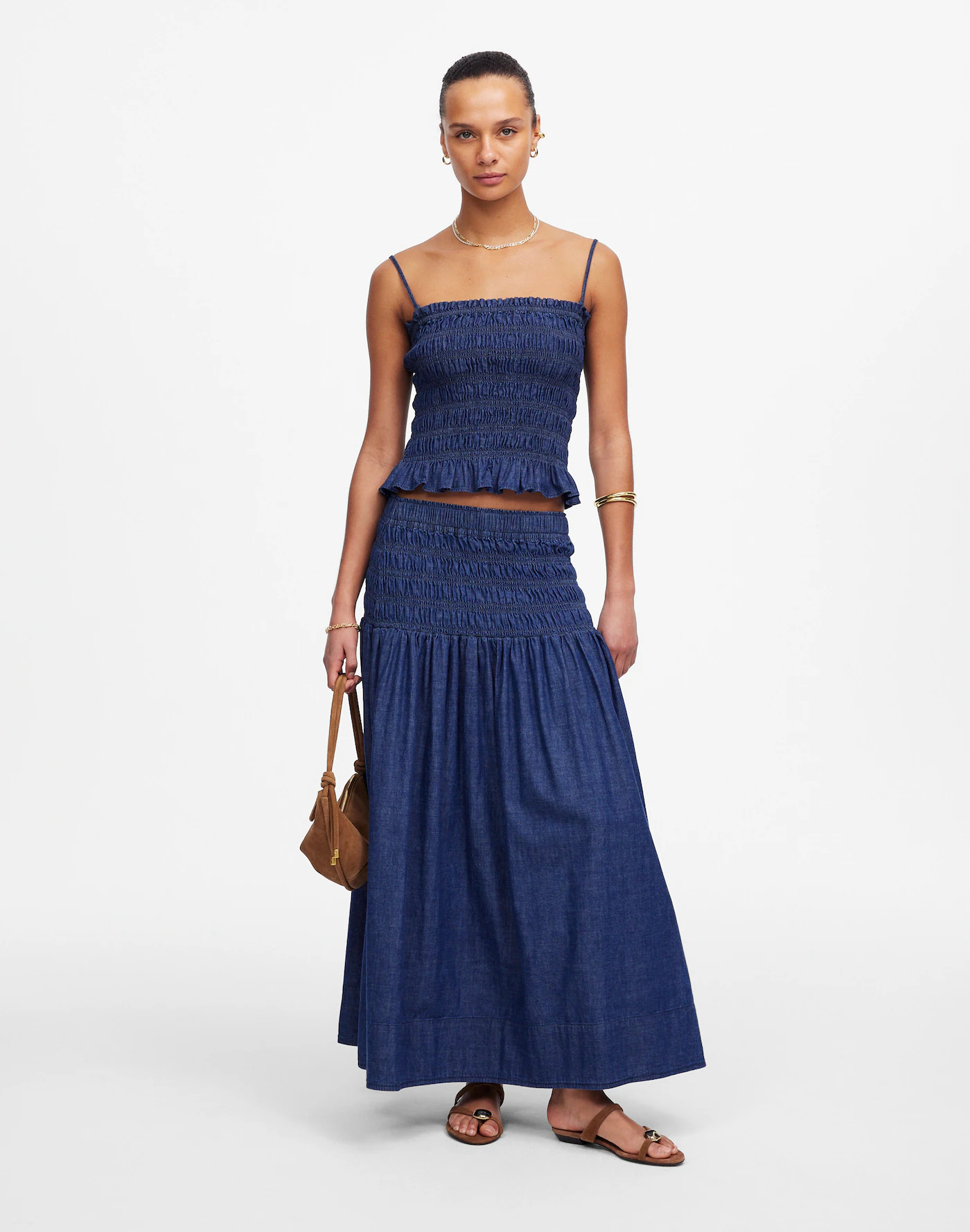 Denim Smocked Tank in Rinse Wash | Madewell | Madewell