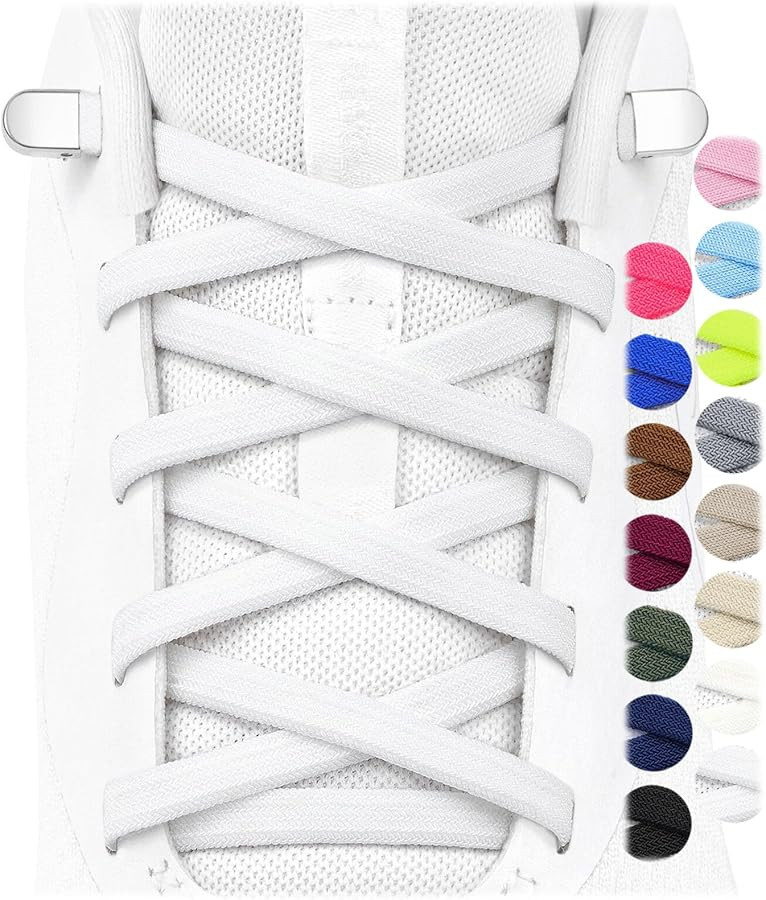 Stepace 2 Pairs Flat Elastic No Tie Shoe Laces for Kids and Adults Sneakers | Amazon (US)