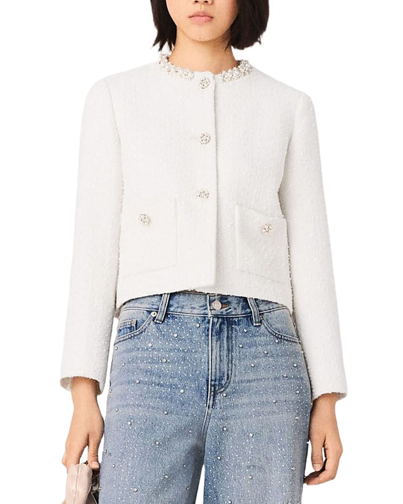 Maje Faux Pearl Trim Tweed Jacket | Bloomingdale's (US)