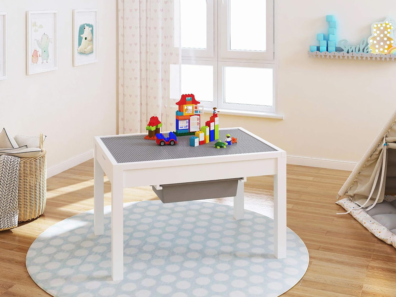 Large 2 in 1 Kid Activity Table with Storage, Play Table for Kids, Boys,Girls,White, 32.2"W x 22.... | Amazon (US)