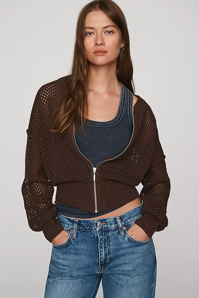 Juniper Open-Knit Bomber Cardigan Jacket | Anthropologie (US)