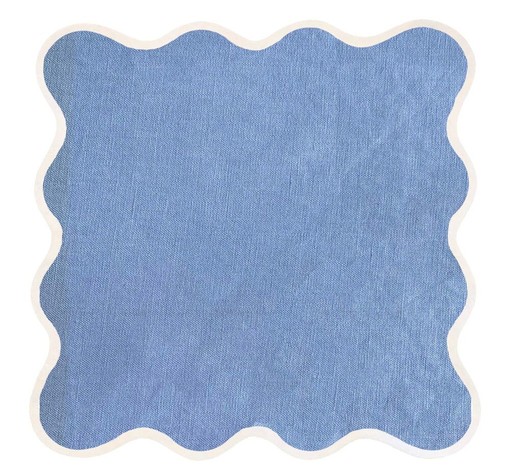 Linen Scalloped Square | Cornflower Blue | Fenwick Fields, LLC