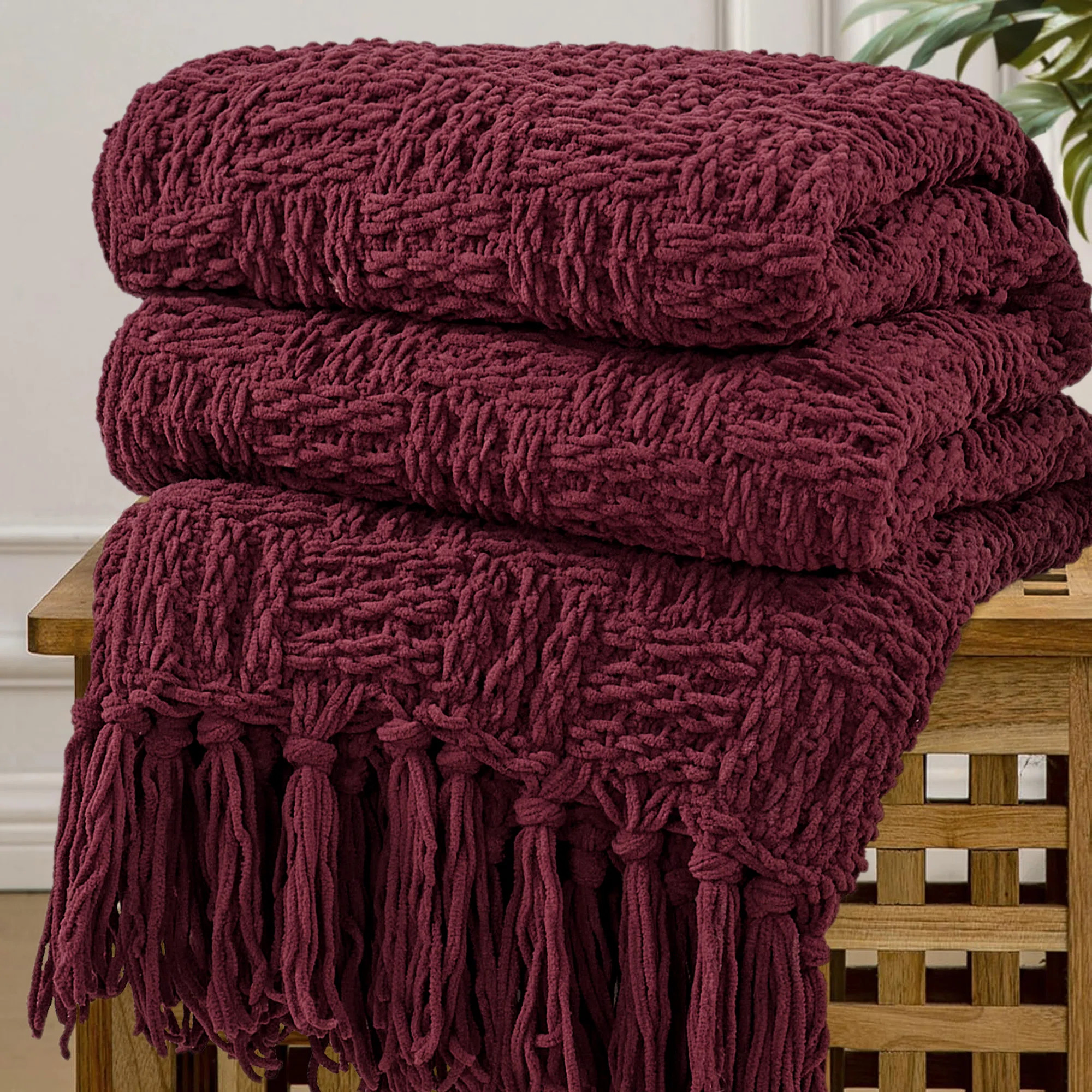 Cable Tweed Knit Throw Blanket | Wayfair North America