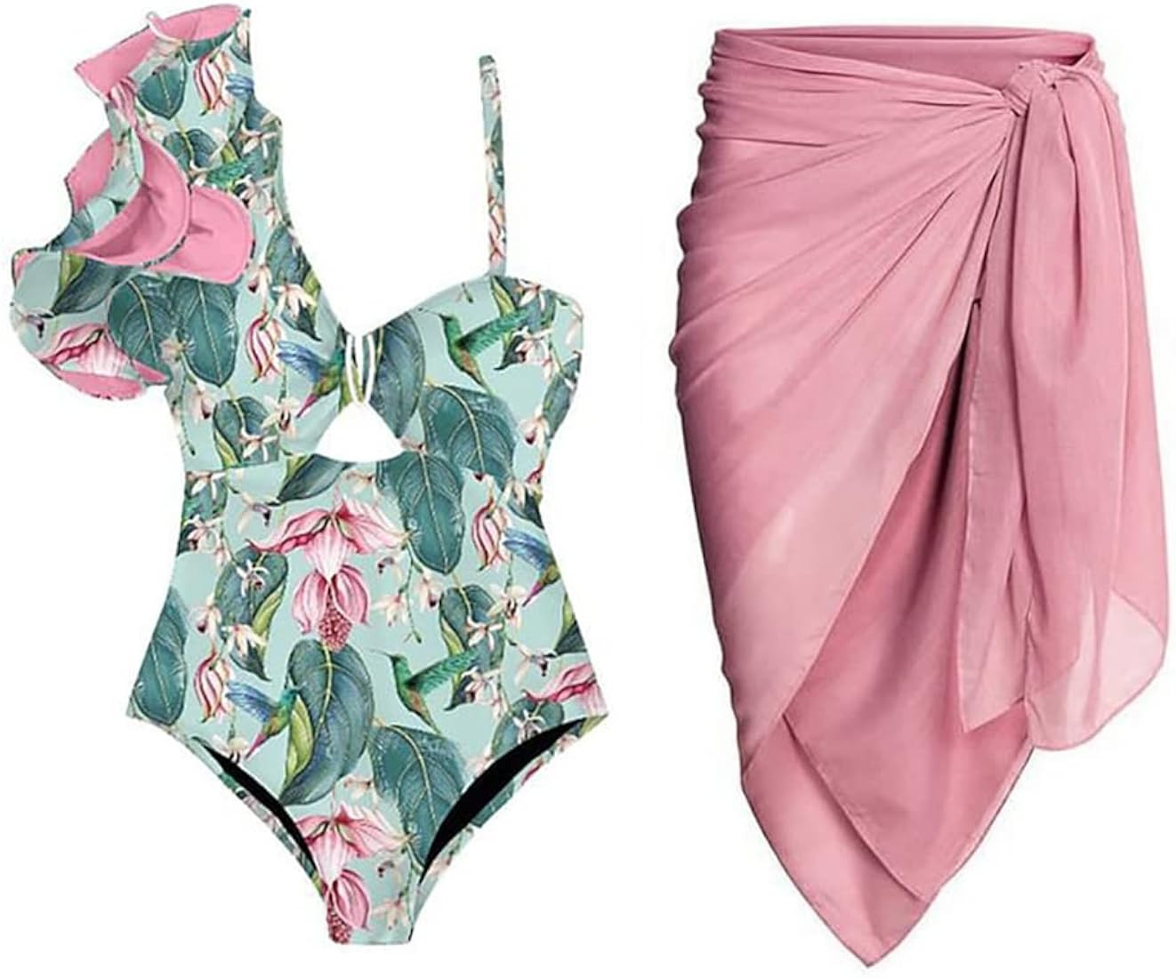 IBAKOM Three Pieces Swimsuits for Women with Matching Wrap Skirt Swim Top Tummy Control Bikin Bot... | Amazon (US)