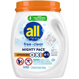 All Unscented Mighty Pacs Free Clear with OXI Stain Removers HE Laundry Detergent Pods 56 Pacs - ... | Target