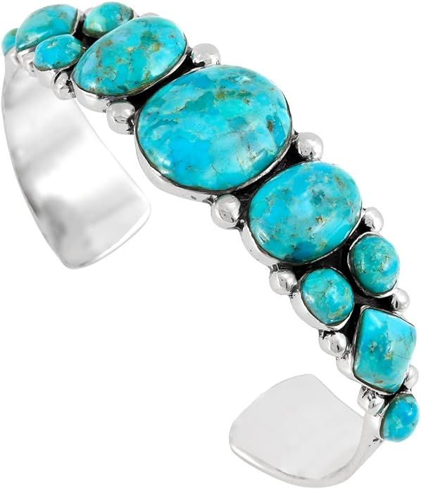 Turquoise Bracelet Sterling Silver 925 Genuine Turquoise (Turquoise) | Amazon (US)