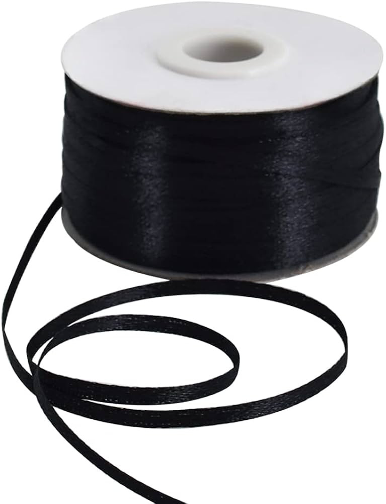 Amazon.com: 1/8 Inch x 200 Yards Black Thin Solid Satin Ribbon Giant Spool Double Face Woven Poly... | Amazon (US)