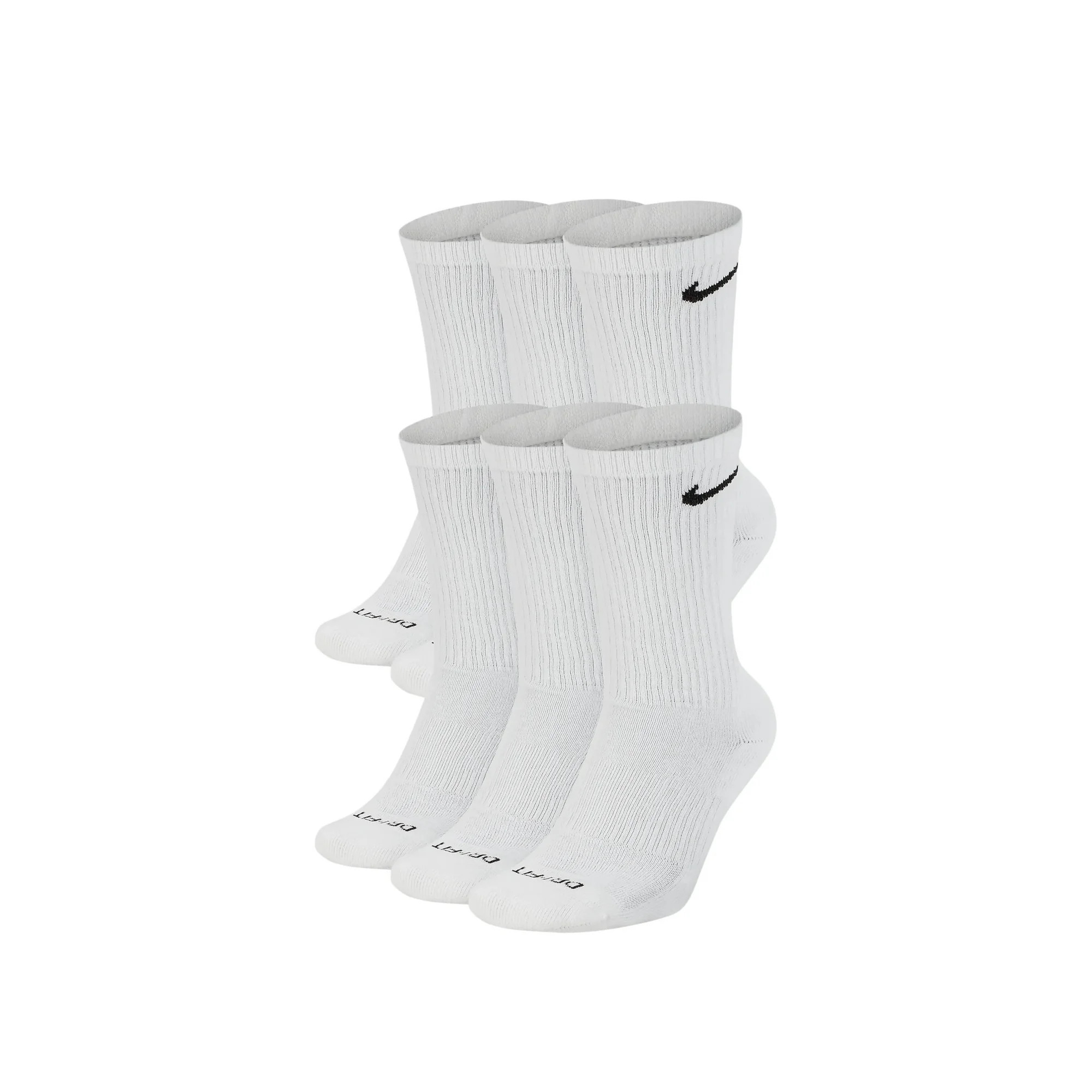 Nike Everyday Plus Cushion Crew Socks 6-Pair Pack White/Black LG (US Men's Shoe 8-12, Women's Sho... | Walmart (US)