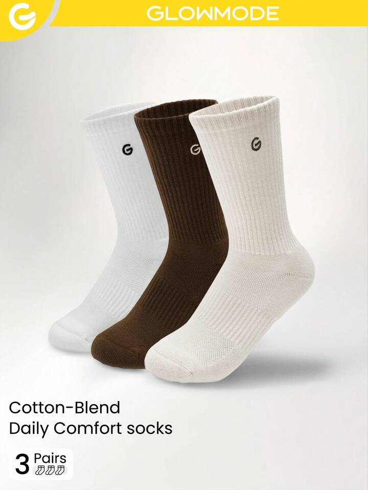GLOWMODE 3 pares de calcetines de algodón suaves y ventilados con malla y logo bordado para entr... | SHEIN