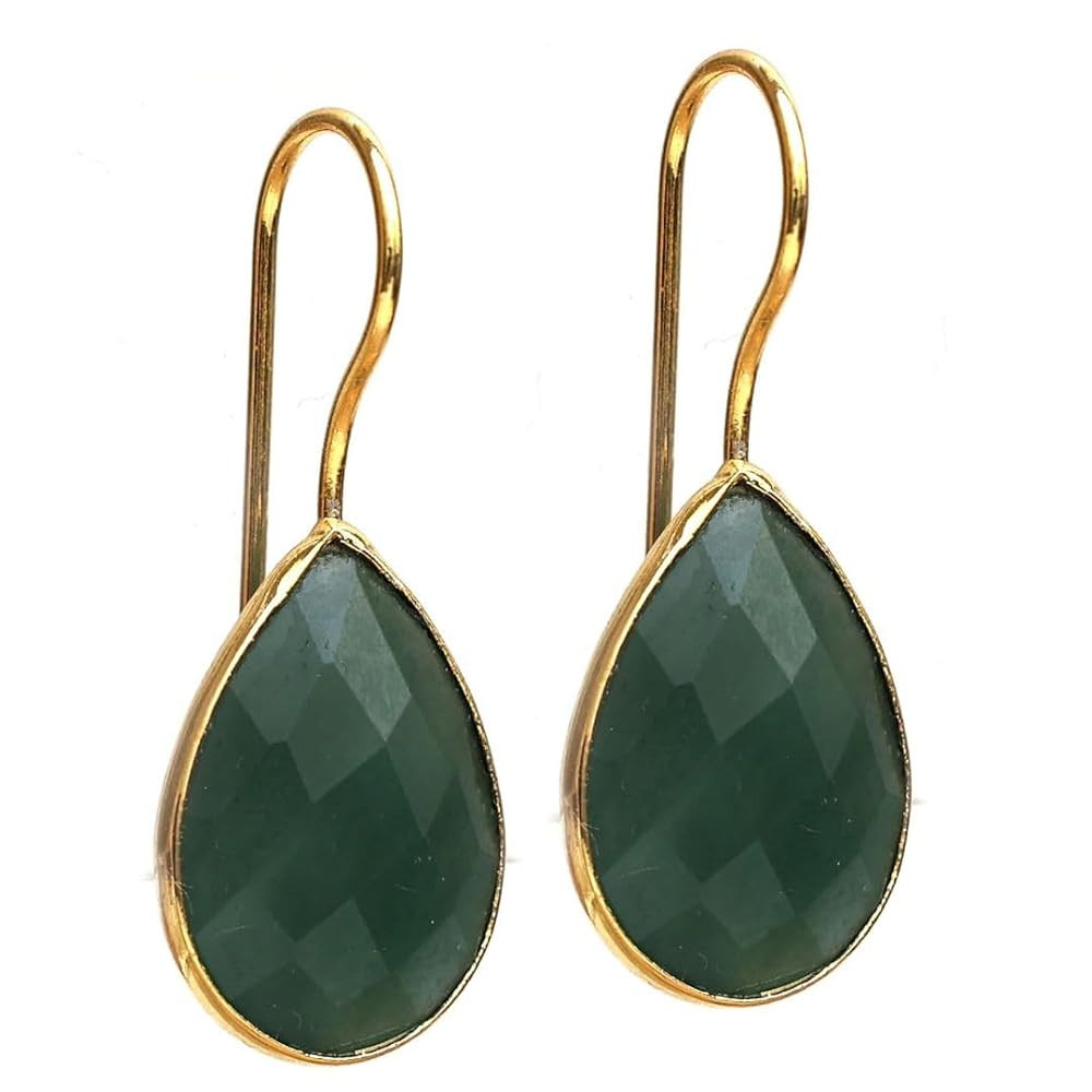 Gempires Pear Shaped Teardrop Crystal Earrings, Bezel Earring, Natural Gemstone Dangle Drop Earri... | Amazon (US)