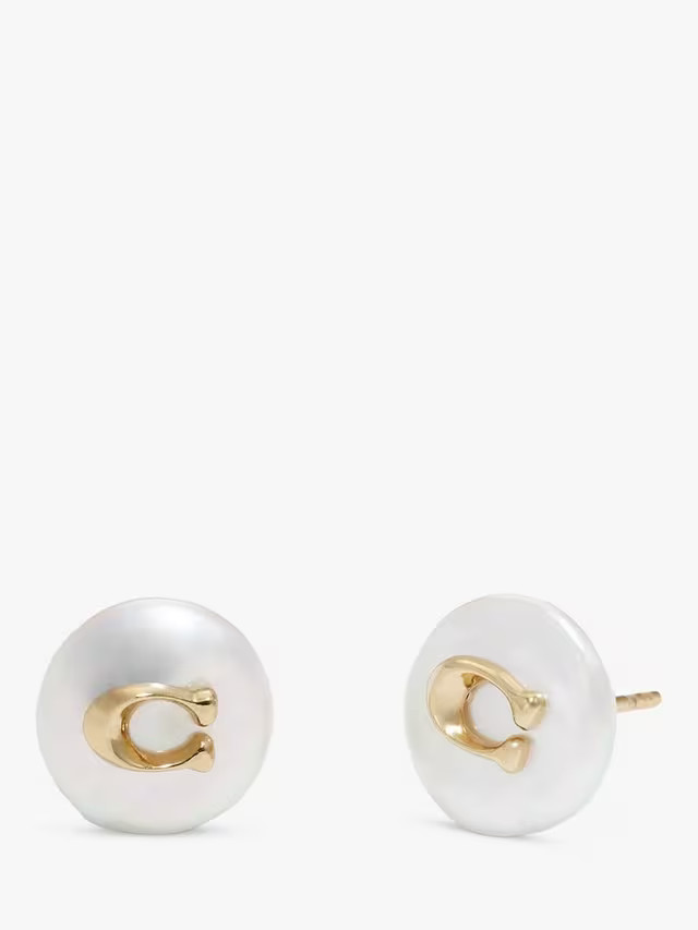 CoachFreshwater Pearl  Coin Stud Earrings, Gold | John Lewis (UK)