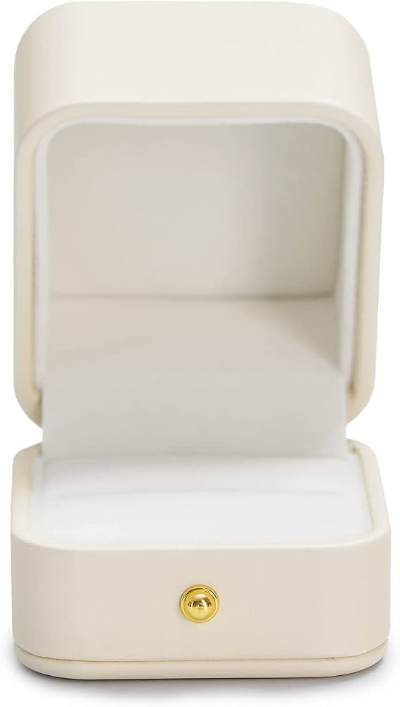 Oirlv Elegant White Ring Box Leather Engagement Ring Box Jewelry Gift Box for Wedding Proposal Ve... | Amazon (US)