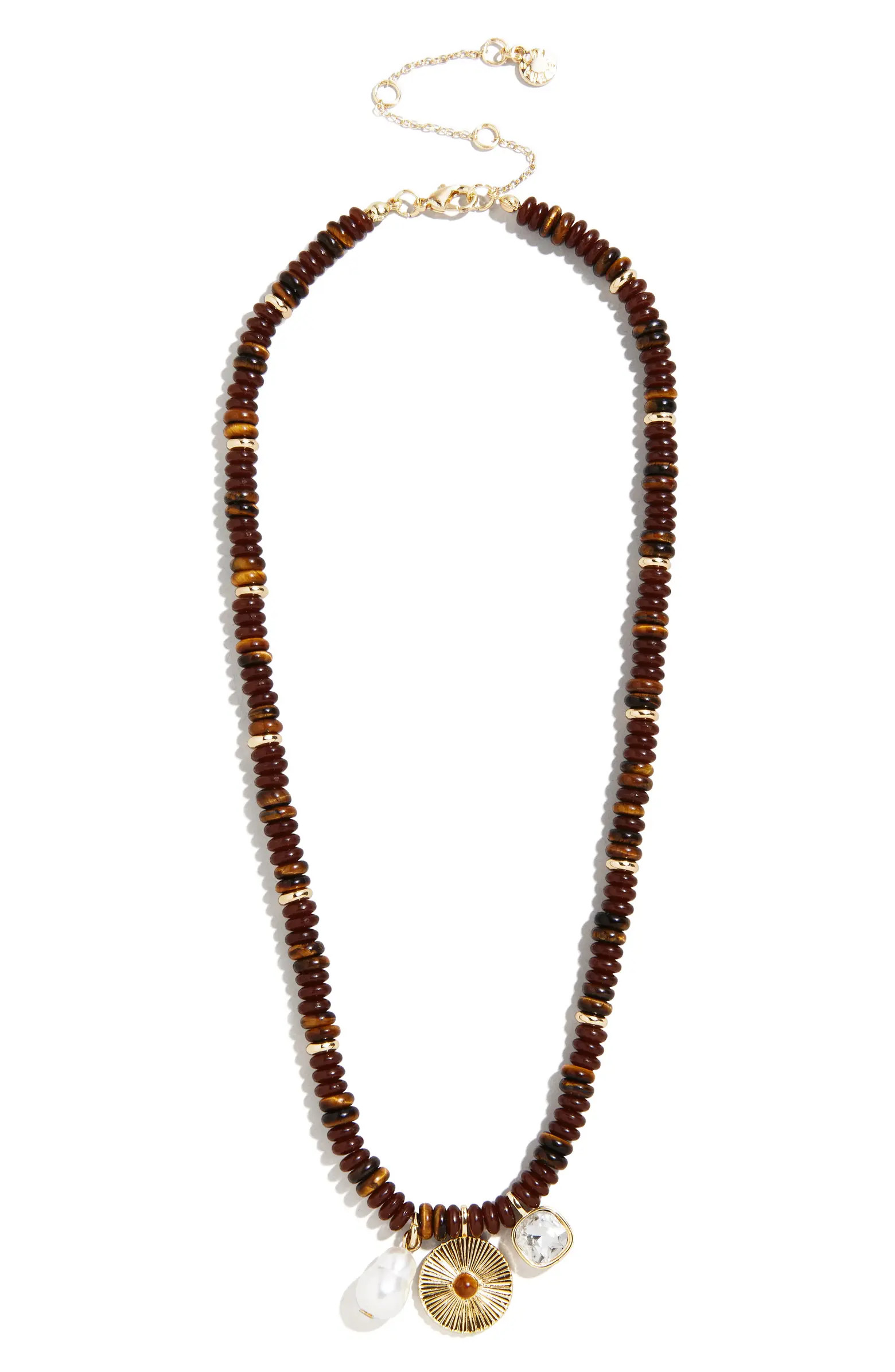 BaubleBar Malia Tiger's Eye Charm Necklace | Nordstrom | Nordstrom