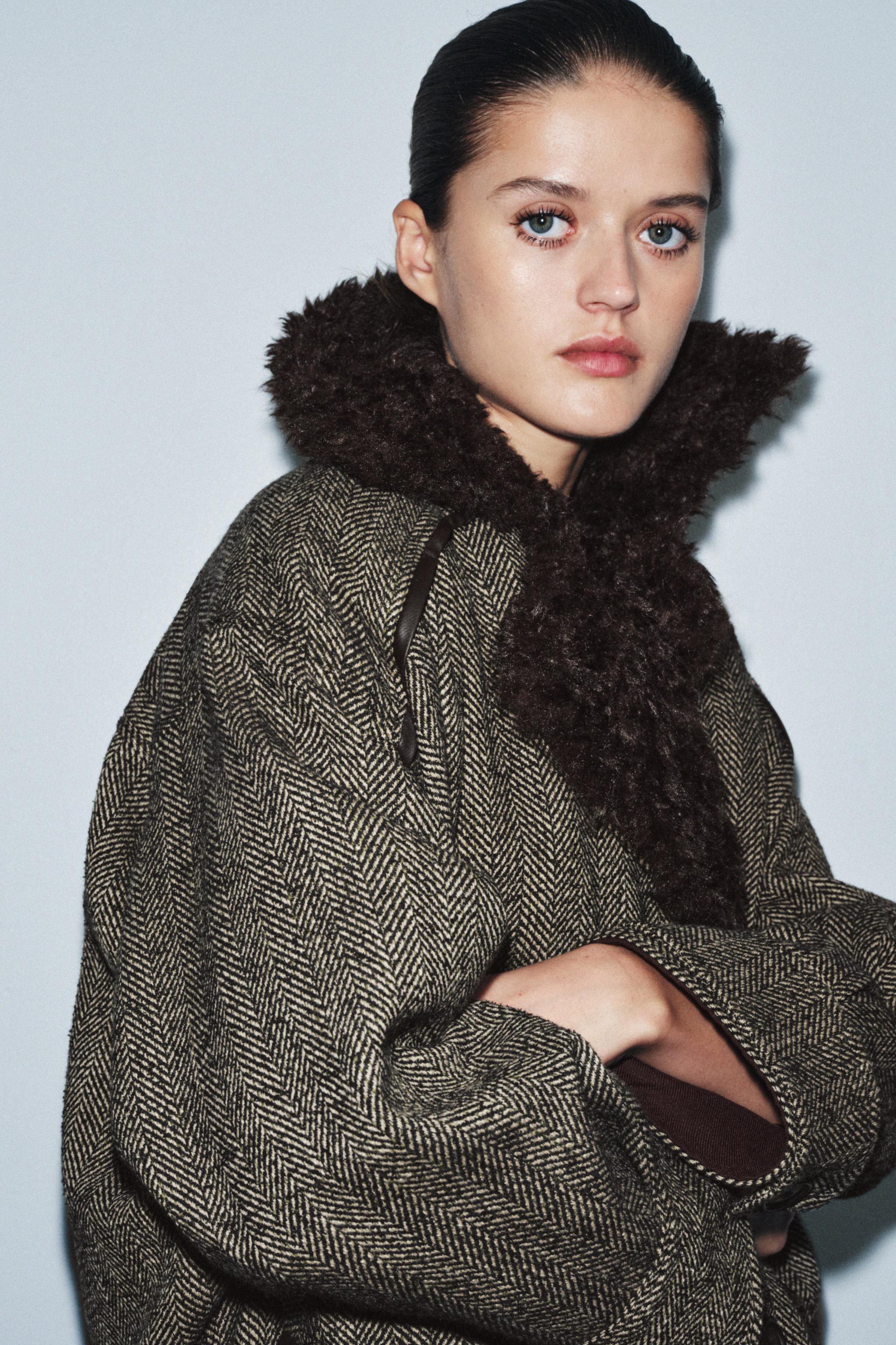 CONTRASTING HERRINGBONE LIMITED EDITION BOMBER JACKET | Zara US