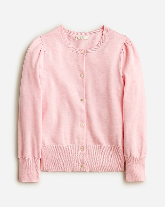 Girls' puff-sleeve cotton cardigan sweater | J. Crew US