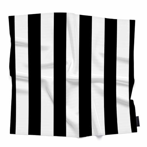 Xuwenz Black White Stripes Bandana Hand Drawing Lines Shapes Silk Hair Wrap Neck Scarf Scarf Headbands for Women | Amazon (US)