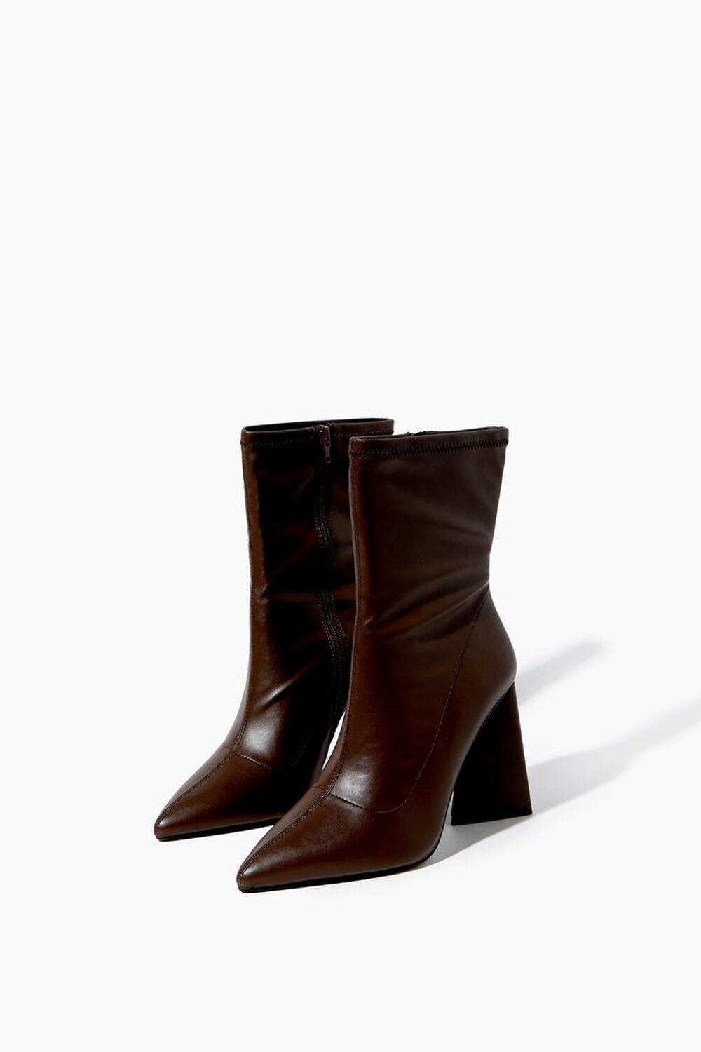 Faux Leather Block Heel Booties (Wide) | Forever 21 | Forever 21 (US)