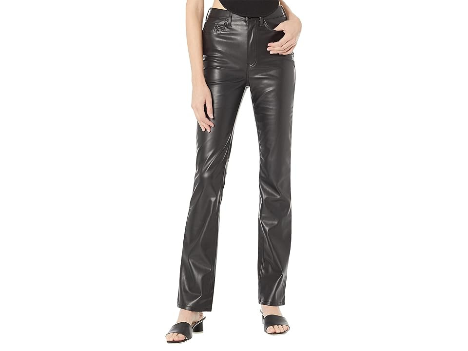 AFRM Heston Vegan Leather High-Rise Straight Leg (Noir) Women's Casual Pants | Zappos