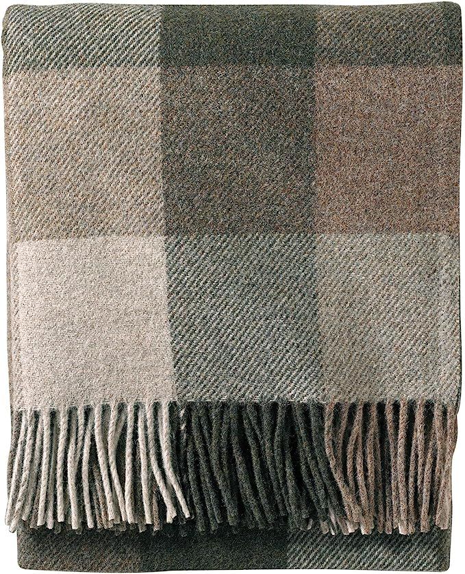 Pendleton, Eco-Wise Washable Wool Throw with Fringe, Juniper/Fawn | Amazon (US)