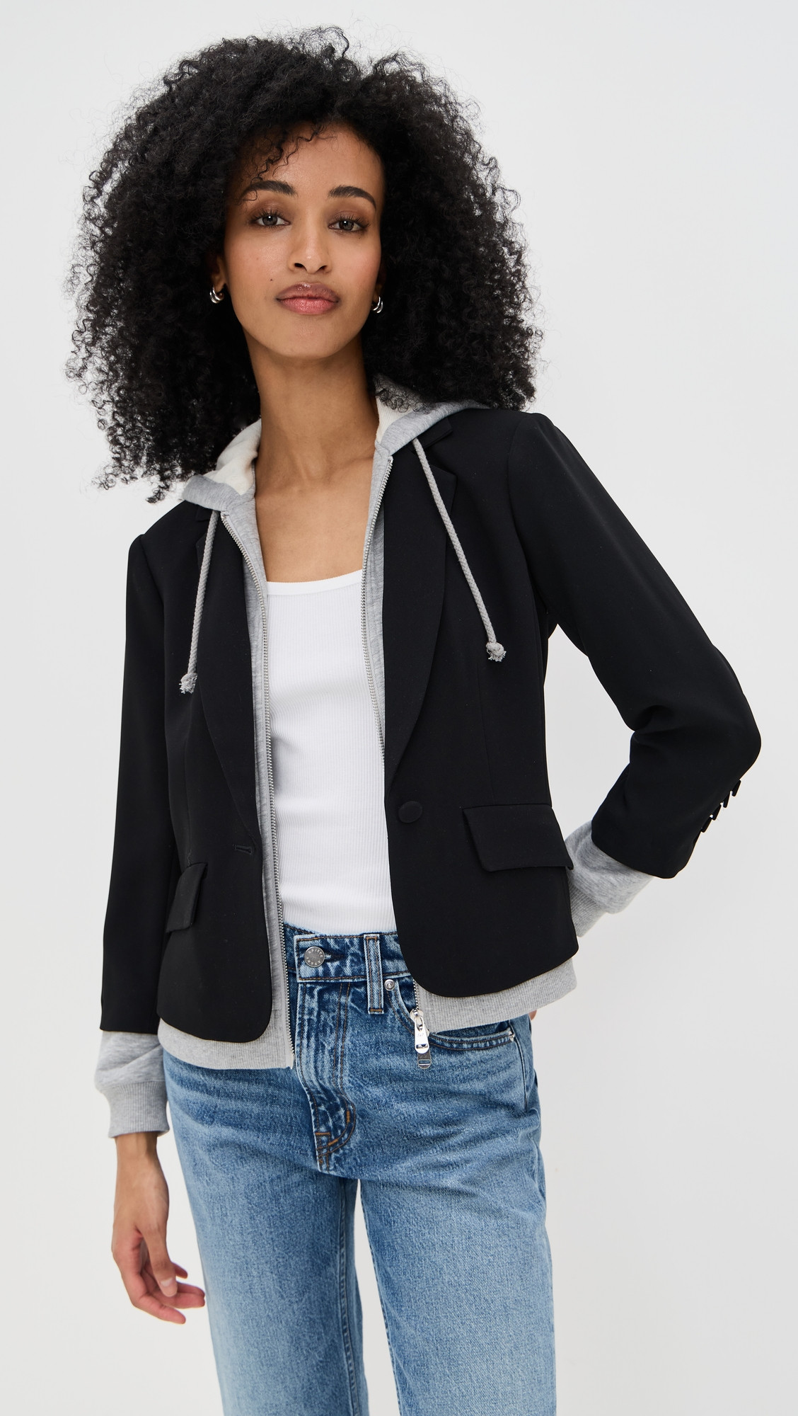 Cinq à Sept Zip Up Le Petit Khloe Blazer Black/Heather Grey 12 | Shopbop