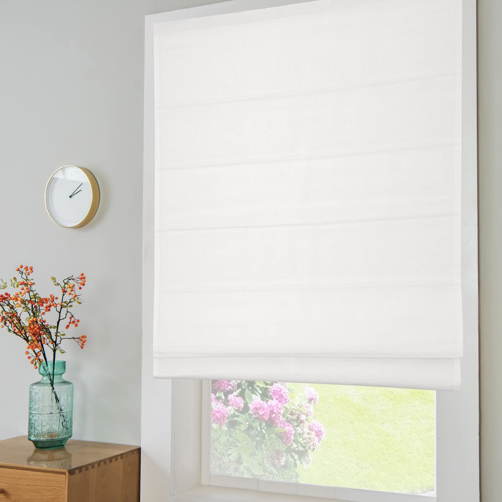DEJAVU Cordless White Roman Shades, Fabric Thermal Insulated Blinds, Custom Made Room Darkening B... | Amazon (US)