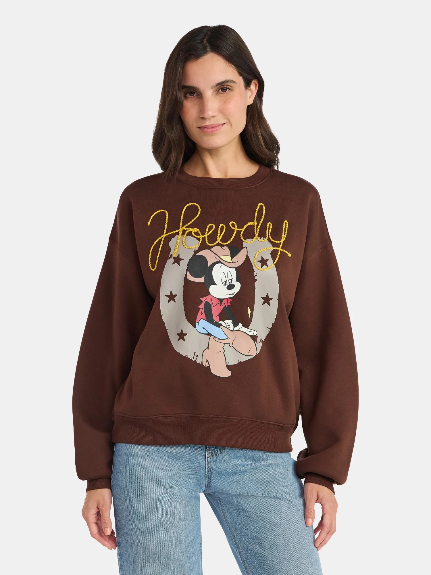 Disney Mickey Mouse Women's Embellished Howdy Graphic Sweatshirt, Sizes XXS-XXL | Walmart (US)