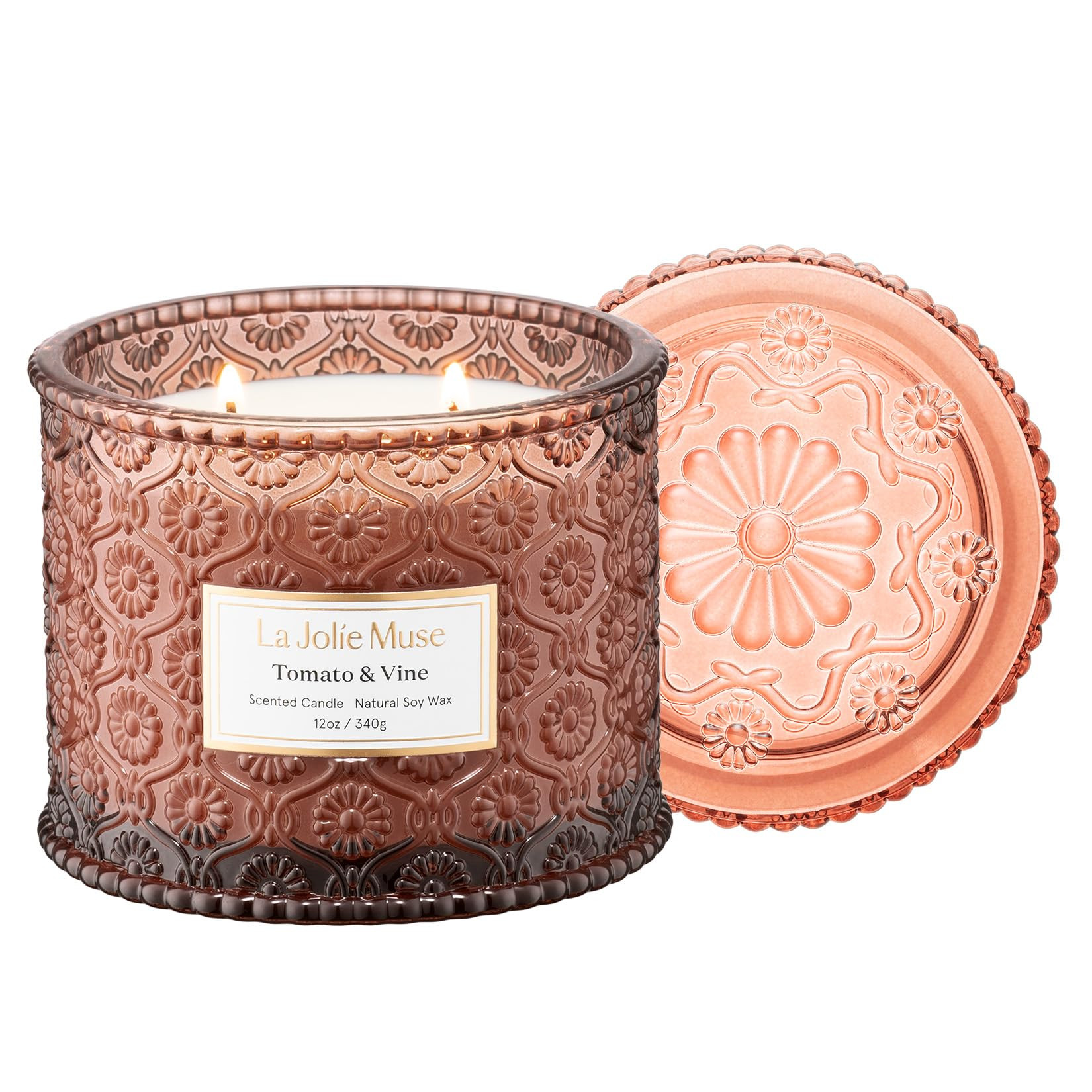 LA JOLIE MUSE Tomato & Vine Candle - Tomato Leaf, Rose, Moss | 12 oz Large 2-Wick Soy Wax Candle ... | Amazon (US)