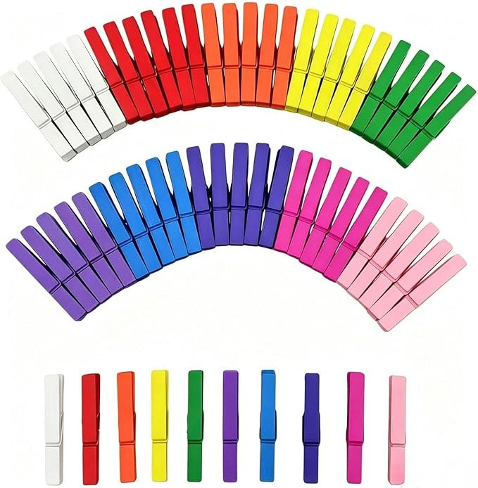 300PCS Colorful Wooden Clothespins, 2.9 Inch Clothing Clips, Large Wooden Clothes Pins, Decorativ... | Amazon (US)