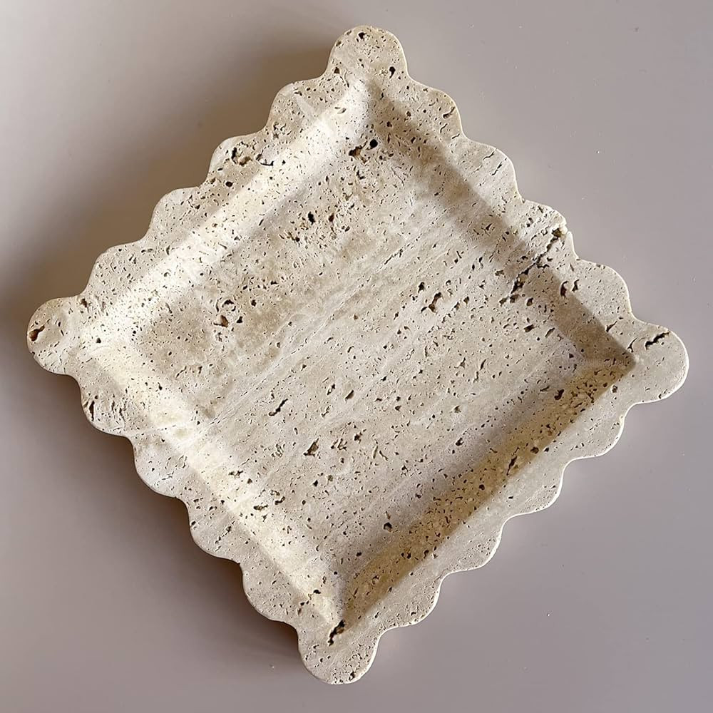 SAIDKOCC Vintage Natural Marble Tray Small Ornaments Wave Tray Handmade Storage Dish for Counter,... | Amazon (US)