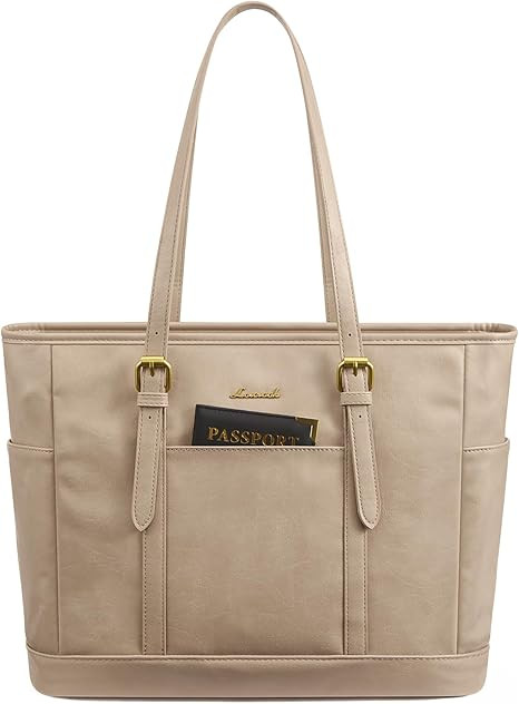 LOVEVOOK Laptop Tote Bag for Women,Vintage Leather Work Tote Bag for Women, 15.6 Inch Computer Br... | Amazon (US)