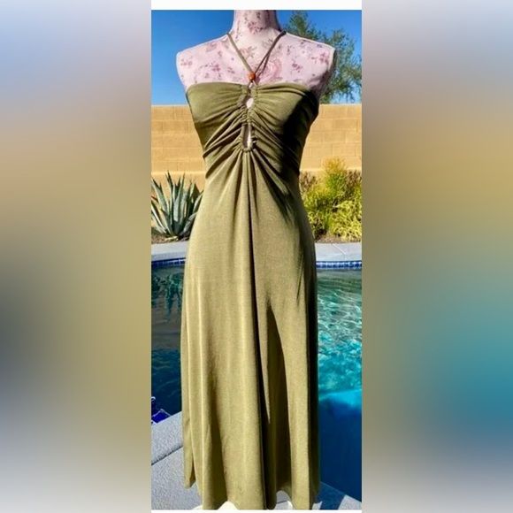 NWT Jason Wu Olive Green Halter Dress women’s size L | Poshmark
