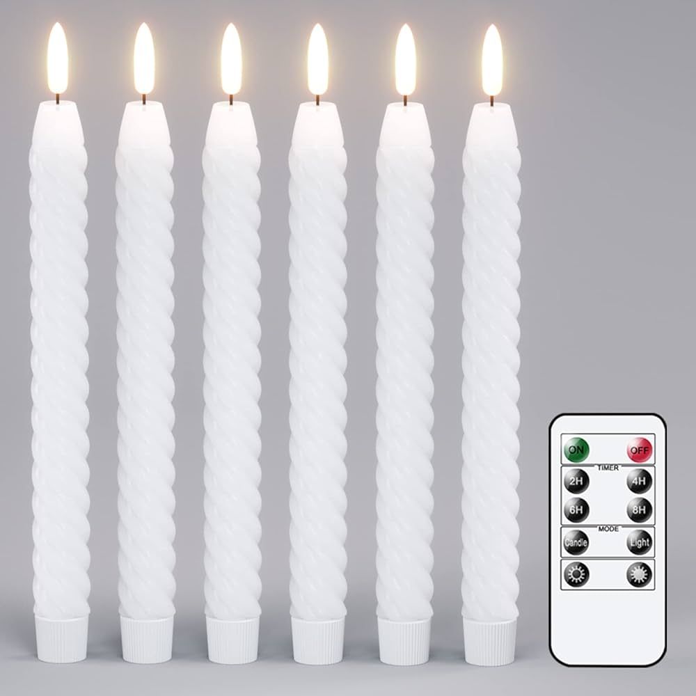 Lasumora Christmas Flameless Taper Candles Flickering with 10-Key Remote, Battery Operated 3D Wic... | Amazon (US)
