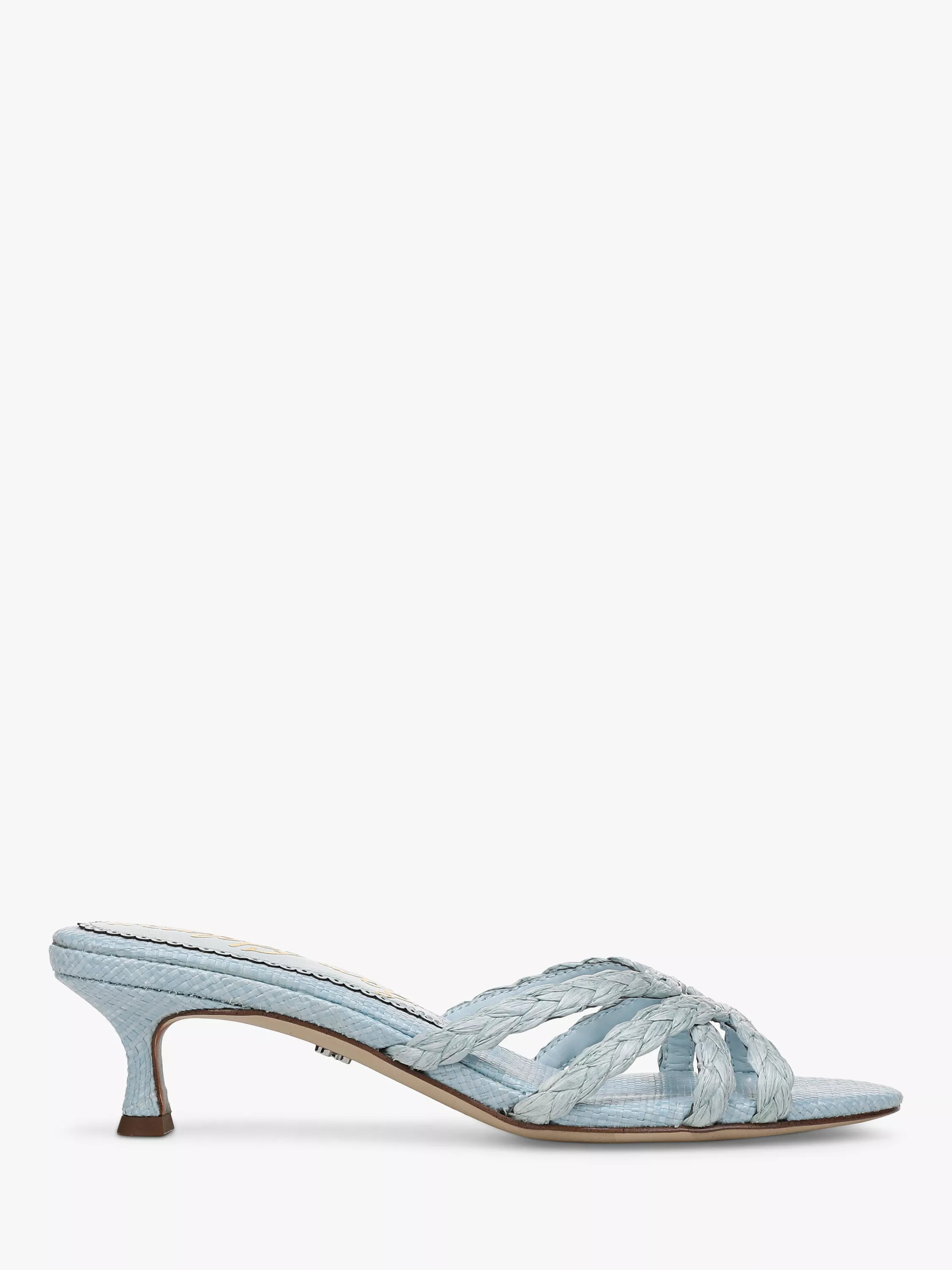 Camille Kitten Heel Woven Strap Sandals, Light Blue | John Lewis (UK)