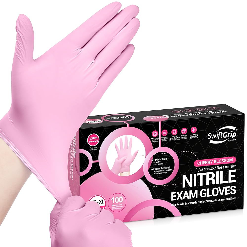 Nitrile Exam Gloves, 4 Mil, Cherry Blossom, Food Safe Gloves Disposable Latex Free, Powder Free | Amazon (US)