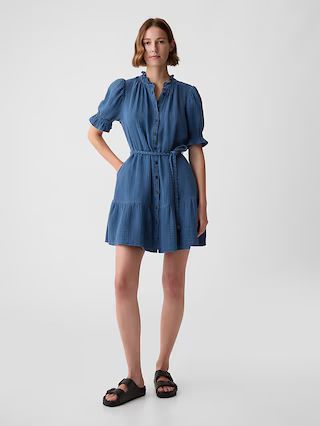 Crinkle Gauze Denim Mini Dress | Gap (US)
