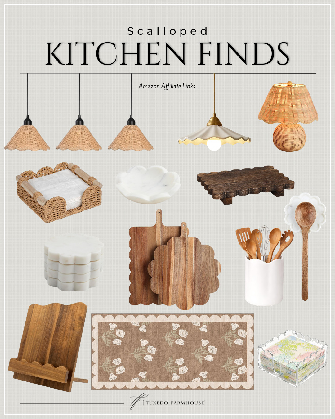 Scalloped details are having a moment in the kitchen, and I’m completely here for it! From pretty lighting and serving pieces to cutting boards, utensil holders, and the sweetest floral runner, these finds add charm and character without a full kitchen makeover. The perfect mix of functional and beautiful—and several are budget-friendly Amazon finds!

#LTKHome #LTKStyleTip #AmazonFinds #KitchenDecor #ScallopTrend #KitchenFavorites #HomeDecorFinds #NeutralHomeStyle 

 #LTKSeasonal #LTKHome #LTKSaleAlert