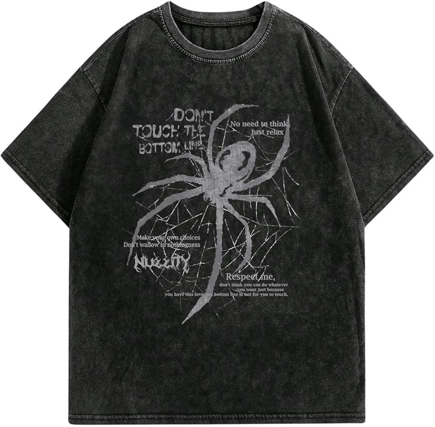 Women's Letter Graphic Y2k Tees Short Sleeve Crew Neck Oversized T Shirt | Amazon (US)