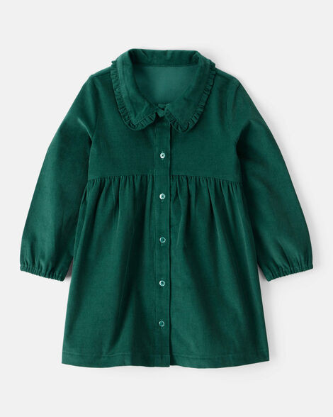 Toddler Girl Corduroy Long-Sleeve Occasion Dress - Green | Carter's Inc