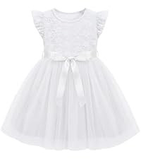 Toddler Lace Tutu Dresses Flutter Sleeve Tulle Flower Wedding Birthday Summer Princess Little Gir... | Amazon (US)