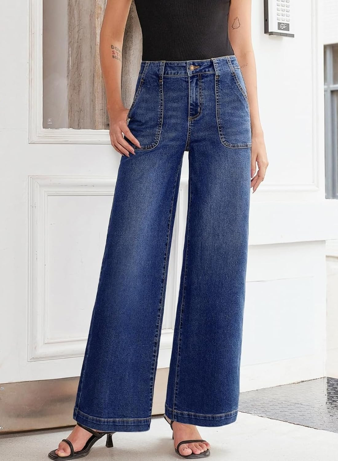 Sidefeel Womens Wide Leg Jeans High Waisted Baggy Denim Pants | Amazon (US)